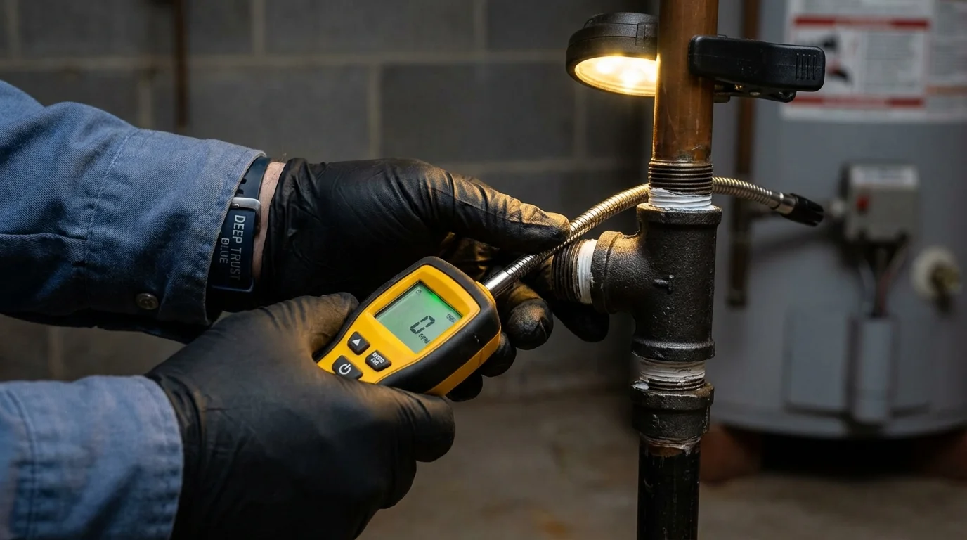 Gas leak detection with electronic sniffer by Johns Plumbing LLC in Anton